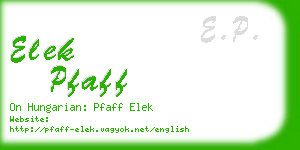 elek pfaff business card